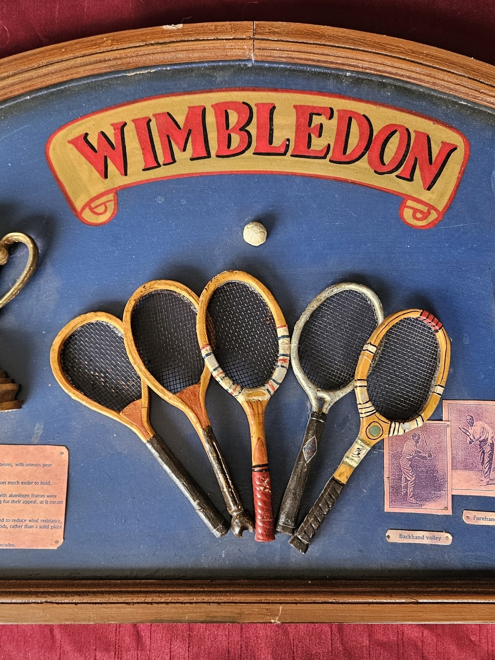 '80s Vintage English 3D Wooden Pub Sign Wimbledon Tennis Club Bar Man Cave RARE!